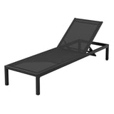 Gardeon Sun Lounge Outdoor Lounger Aluminium Folding Beach Chair Wheels Black - Close-Up Angle