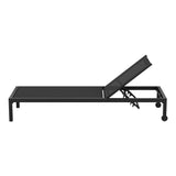 Gardeon Sun Lounge Outdoor Lounger Aluminium Folding Beach Chair Wheels Black - Side View