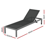Gardeon Sun Lounge Outdoor Lounger Aluminium Folding Beach Chair Wheels Patio - Front View