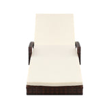 Gardeon Sun Lounge Wicker Lounger Outdoor Furniture Beach Chair Patio Adjustable Cushion Brown - Side View