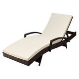 Gardeon Sun Lounge Wicker Lounger Outdoor Furniture Beach Chair Patio Adjustable Cushion Brown - Low Angle