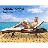 Gardeon 2PC Sun Lounge Wicker Lounger Outdoor Furniture Beach Chair Patio Adjustable Cushion Brown - Top-Down View