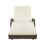 Gardeon Sun Lounge Wicker Lounger Outdoor Furniture Beach Chair Patio Adjustable Cushion Grey&Beige - Side View