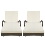 Gardeon 2PC Sun Lounge Wicker Lounger Outdoor Furniture Beach Chair Adjustable Cushion Grey&Beige - Side View