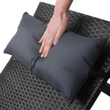 Gardeon 2x Sun Lounge Wicker Lounger Outdoor Furniture Beach Chair Armrest Adjustable Black - Close-Up Angle