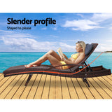 Gardeon 2x Sun Lounge Wicker Lounger Outdoor Furniture Beach Chair Armrest Adjustable Brown - Top-Down View