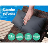 Gardeon 2x Sun Lounge Wicker Lounger Outdoor Furniture Beach Chair Armrest Adjustable Brown - Rear View