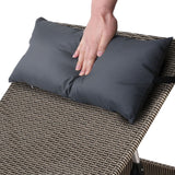 Gardeon 2x Sun Lounge Wicker Lounger Outdoor Furniture Beach Armchair Adjustable Grey&Beige - Close-Up Angle