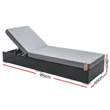 Gardeon Sun Lounge Wicker Lounger Outdoor Furniture Day Bed Adjustable Rattan Garden Cover - Front View