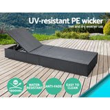 Gardeon Sun Lounge Wicker Lounger Outdoor Furniture Day Bed Adjustable Rattan Garden Cover - 45-Degree Angle