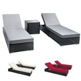 Gardeon 3PC Sun Lounge Wicker Lounger Outdoor Furniture Day Bed Rattan Garden - Low Angle