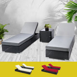 Gardeon 3PC Sun Lounge Wicker Lounger Outdoor Furniture Day Bed Rattan Garden - Close-Up Angle