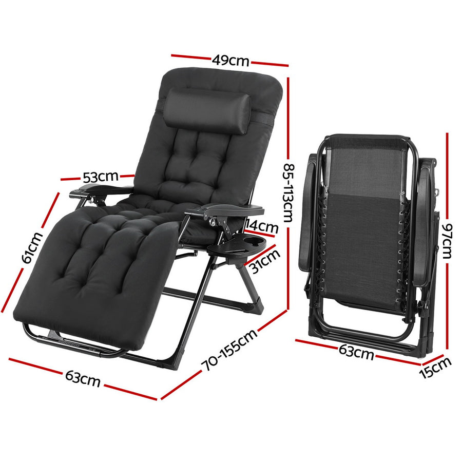 Gardeon Sun Lounge Lounger Folding Camping Zero Gravity Chair Outdoor Furniture, Foldable