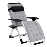 Gardeon Sun Lounge Folding Lounger Camping Zero Gravity Chair Outdoor Furniture - Close-Up Angle