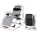 Gardeon Sun Lounge Folding Lounger Camping Zero Gravity Chair Outdoor Furniture - Front View