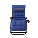 Gardeon Sun Lounge Lounger Folding Camping Zero Gravity Chair Outdoor Furniture XL Blue - Side View