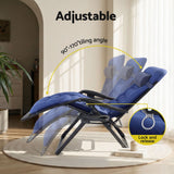 Gardeon Sun Lounge Lounger Folding Camping Zero Gravity Chair Outdoor Furniture XL Blue - Top-Down View