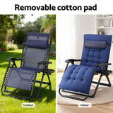 Gardeon Sun Lounge Lounger Folding Camping Zero Gravity Chair Outdoor Furniture XL Blue - 45-Degree Angle