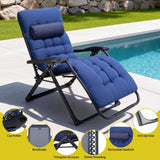 Gardeon Sun Lounge Lounger Folding Camping Zero Gravity Chair Outdoor Furniture XL Blue - Rear View