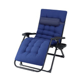 Gardeon Sun Lounge Lounger Folding Camping Zero Gravity Chair Outdoor Furniture XL Blue - Close-Up Angle