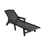 Gardeon Sun Lounge Lounger Beach Chair HDPE Patio Outdoor Furniture with Wheels Black - Side View
