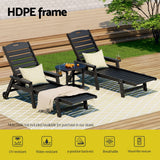 Gardeon Sun Lounge Lounger Beach Chair HDPE Patio Outdoor Furniture with Wheels Black - Top-Down View