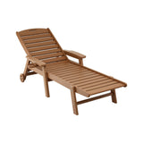 Gardeon Sun Lounge Lounger Beach Chair HDPE Patio Outdoor Furniture with Wheels Brown - Side View