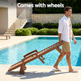 Gardeon Sun Lounge Lounger Beach Chair HDPE Patio Outdoor Furniture with Wheels Brown - Close-Up Angle