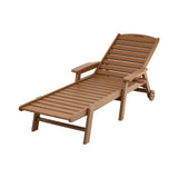 Gardeon Sun Lounge Lounger Beach Chair HDPE Patio Outdoor Furniture with Wheels Brown - Low Angle