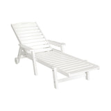 Gardeon Sun Lounge Lounger Beach Chair HDPE Patio Outdoor Furniture with Wheels White - Side View