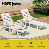 Gardeon Sun Lounge Lounger Beach Chair HDPE Patio Outdoor Furniture with Wheels White - Top-Down View
