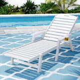 Gardeon Sun Lounge Lounger Beach Chair HDPE Patio Outdoor Furniture with Wheels White - Close-Up Angle
