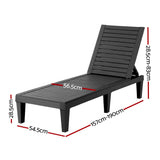 Gardeon Sun Lounge Adjustable Recliner Patio Outdoor Furniture Lightweight Black - Front View