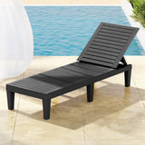Gardeon Sun Lounge Adjustable Recliner Patio Outdoor Furniture Lightweight Black - Close-Up Angle