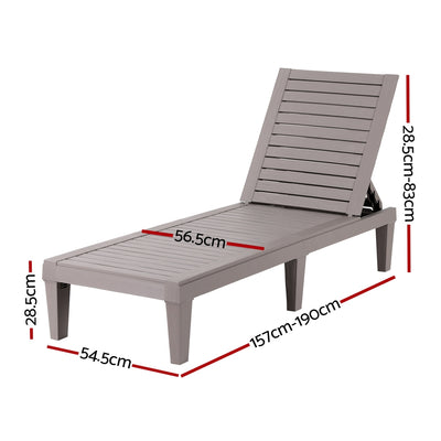 Gardeon Sun Lounge Adjustable Recliner Patio Outdoor Furniture Lightweight Grey