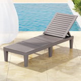 Gardeon Sun Lounge Adjustable Recliner Patio Outdoor Furniture Lightweight Grey - Rear View