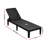 Gardeon Sun Lounge Adjustable Lounger Patio Outdoor Furniture Lightweight Black - Front View