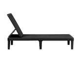 Gardeon Sun Lounge Adjustable Lounger Patio Outdoor Furniture Lightweight Black - Side View
