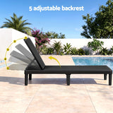 Gardeon Sun Lounge Adjustable Lounger Patio Outdoor Furniture Lightweight Black - 45-Degree Angle