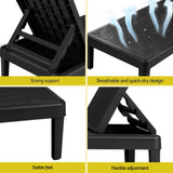 Gardeon Sun Lounge Adjustable Lounger Patio Outdoor Furniture Lightweight Black - Rear View