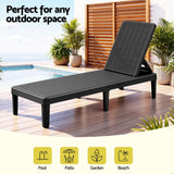 Gardeon Sun Lounge Adjustable Lounger Patio Outdoor Furniture Lightweight Black - Close-Up Angle