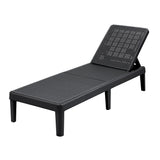 Gardeon Sun Lounge Adjustable Lounger Patio Outdoor Furniture Lightweight Black - Low Angle