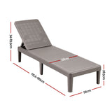 Gardeon Sun Lounge Adjustable Lounger Patio Outdoor Furniture Lightweight Brown - Front View