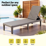 Gardeon Sun Lounge Adjustable Lounger Patio Outdoor Furniture Lightweight Brown - Close-Up Angle