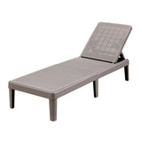 Gardeon Sun Lounge Adjustable Lounger Patio Outdoor Furniture Lightweight Brown - Low Angle