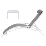 Gardeon 3PC Sun Lounge Outdoor Lounger Table Chairs Steel Patio Furniture Garden - Side View