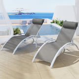 Gardeon 3PC Sun Lounge Outdoor Lounger Table Chairs Steel Patio Furniture Garden - Close-Up Angle