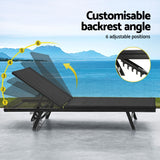Gardeon Sun Lounge Outdoor Lounger Steel Beach Chair Patio Furniture Black - 45-Degree Angle