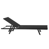 Gardeon Sun Lounge Outdoor Lounger Steel Beach Chair Patio Furniture Black - Side View