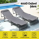 Gardeon Sun Lounger Folding Lounge Beach Chair Patio Outdoor Furniture - Top-Down View